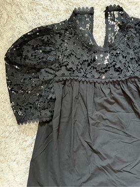Sundays by We Are Sundays April Blouse Black Lace Puff Sleeve | NWT | size small